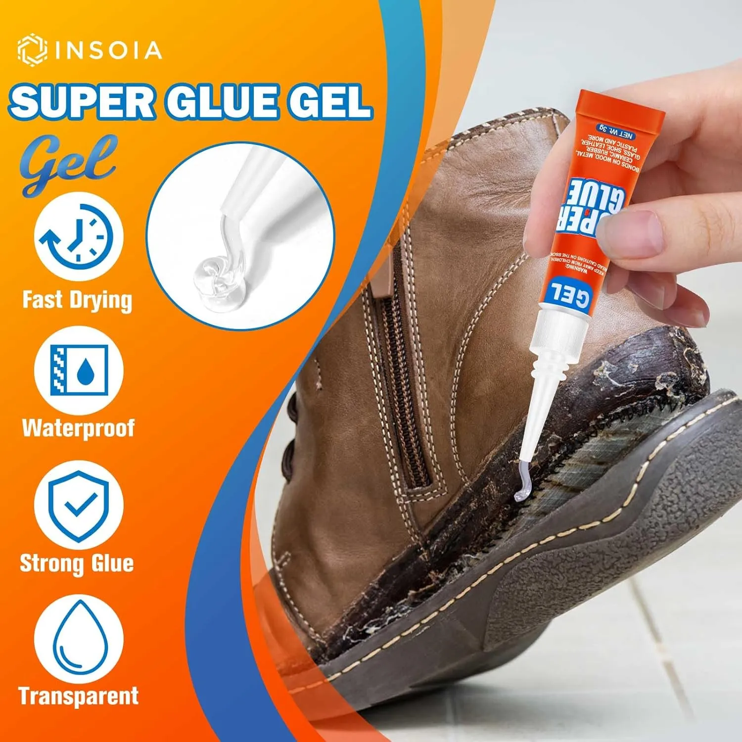 Super Glue Gel Clear Non-Drip, 48 X 3g All Purpose Strong Adhesive Ca Glue Quick Dry Instant Glue for Plastic, Metal, Ceramic, Shoe, Wood, Leather, Model, Aquarium, Rhinestone, Jewelry and DIY Crafts