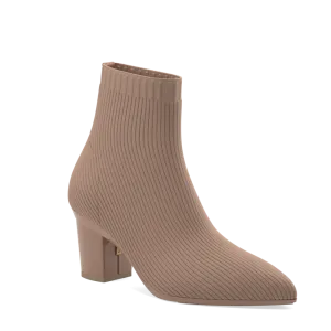 The Bootie - Latte Knit   Block Heel Kit 3 Latte