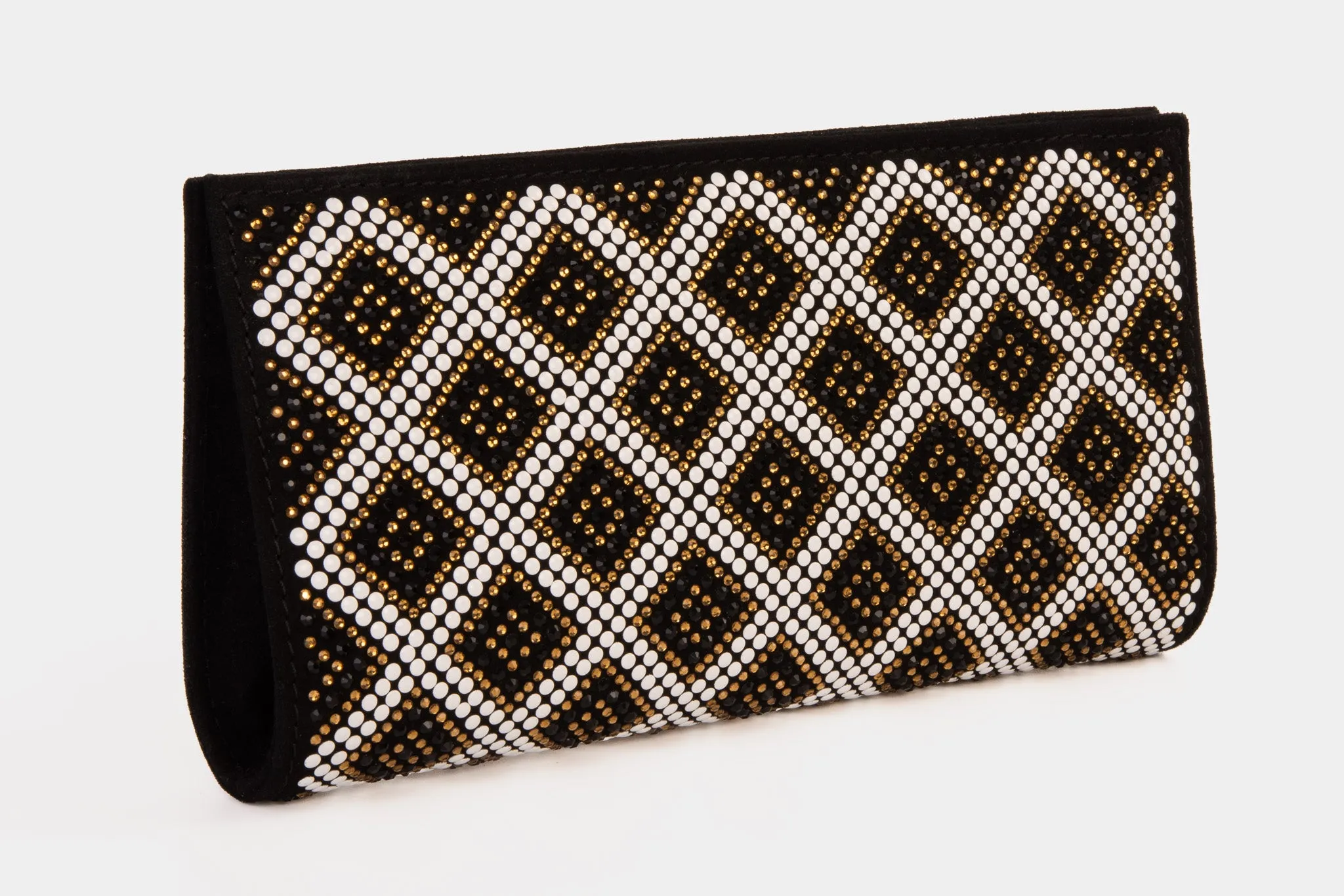 The Nampula Black Glitter Suede Leather Small Clutch
