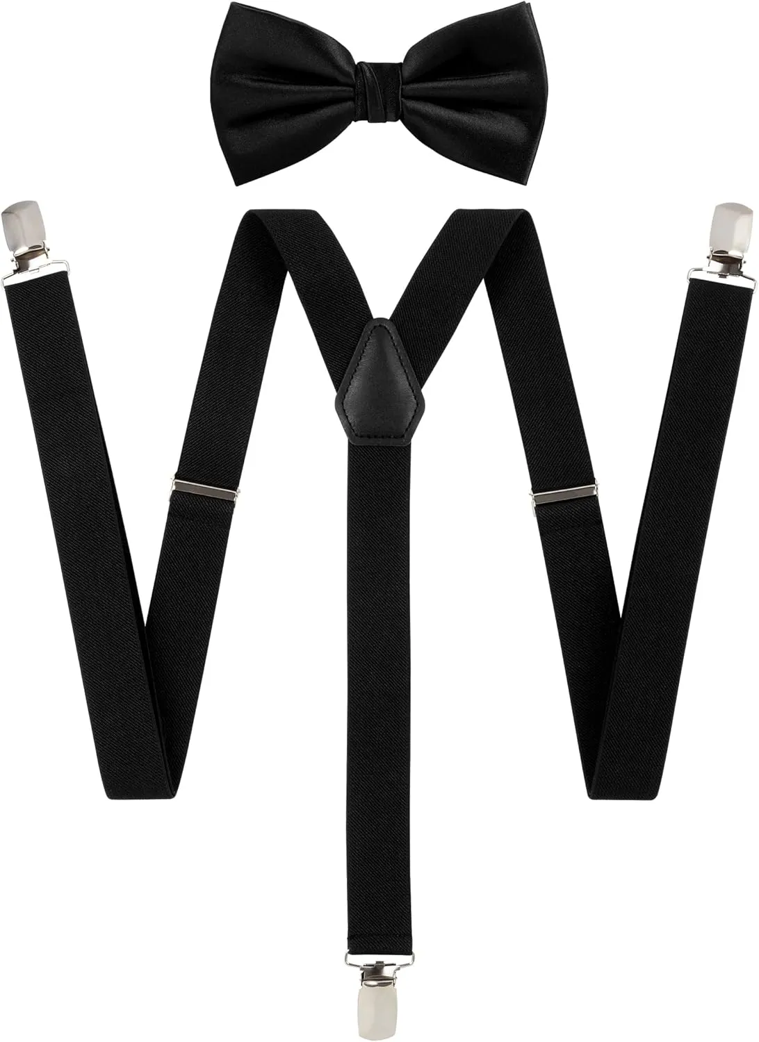 TIE G Solid Color Men's Suspender   Woven Bow Tie Set for Wedding : Vivid Color, Adjustable Brace, Strong Clip, Elastic Band