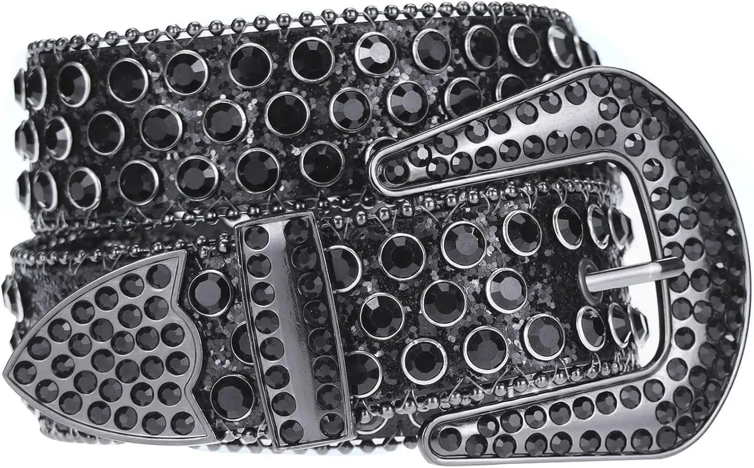 UTOWO Rhinestone Belt for Women Men, Western Cowgirl Cowboy Bling Sequin Leather Belt for Jeans Pants(for waist size 29-39"