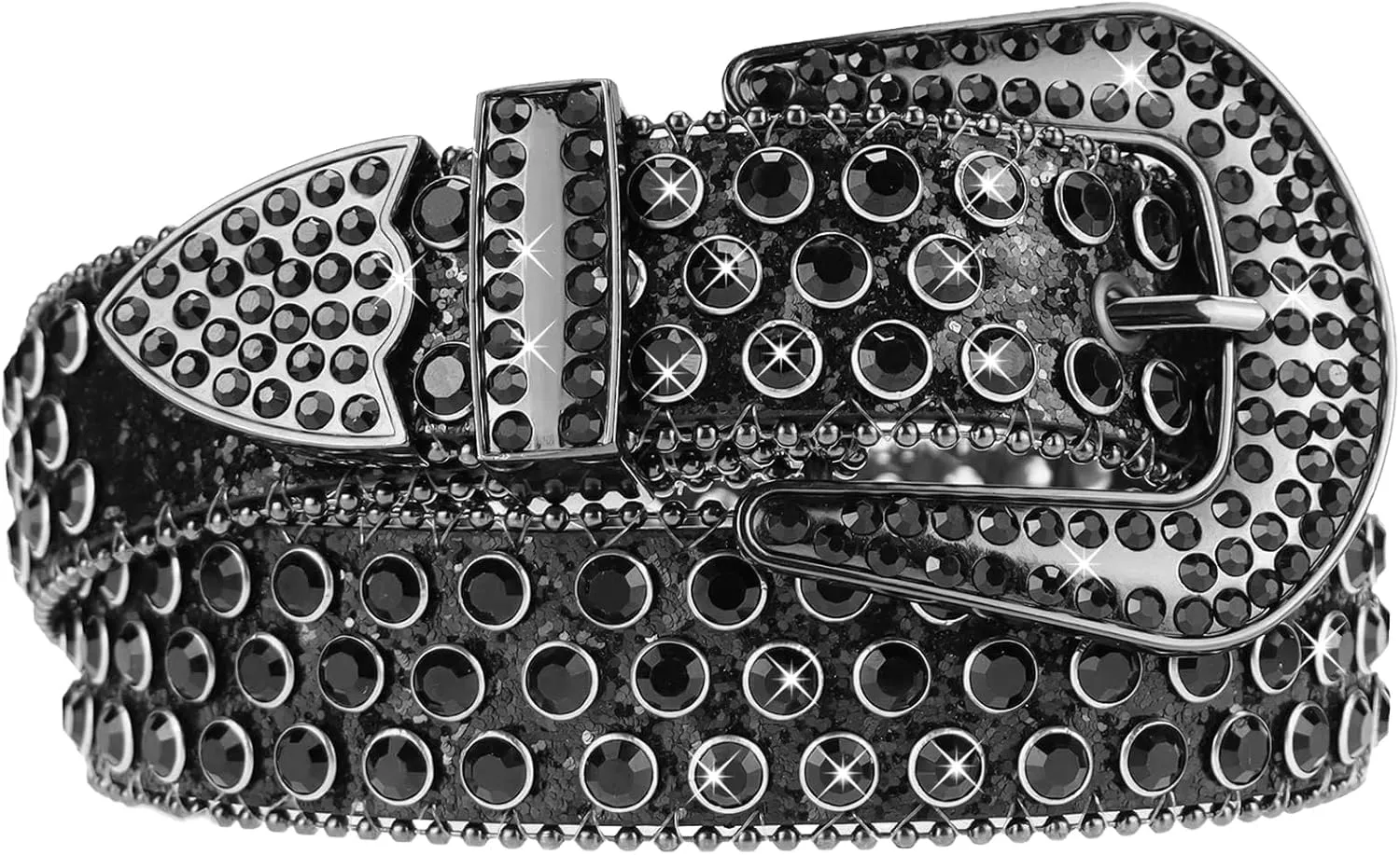 UTOWO Rhinestone Belt for Women Men, Western Cowgirl Cowboy Bling Sequin Leather Belt for Jeans Pants(for waist size 29-39"