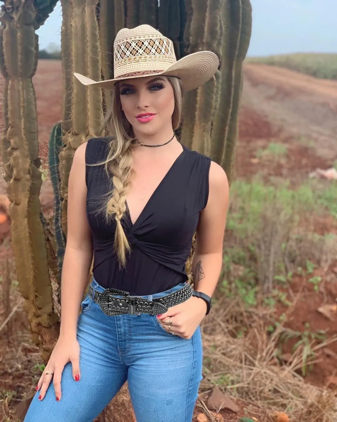 UTOWO Rhinestone Belt for Women Men, Western Cowgirl Cowboy Bling Sequin Leather Belt for Jeans Pants(for waist size 29-39"