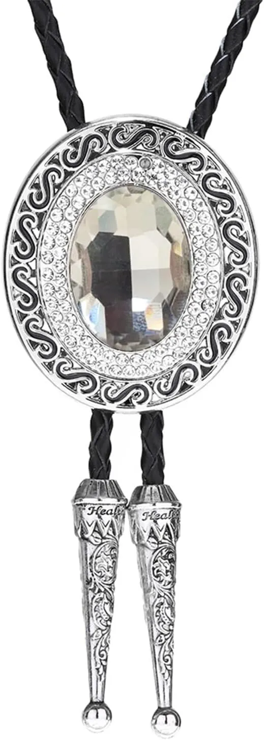 Western Bolo Tie Cowboy Bolo Ties Rhinestone Necklace Bola Tie for Men Women
