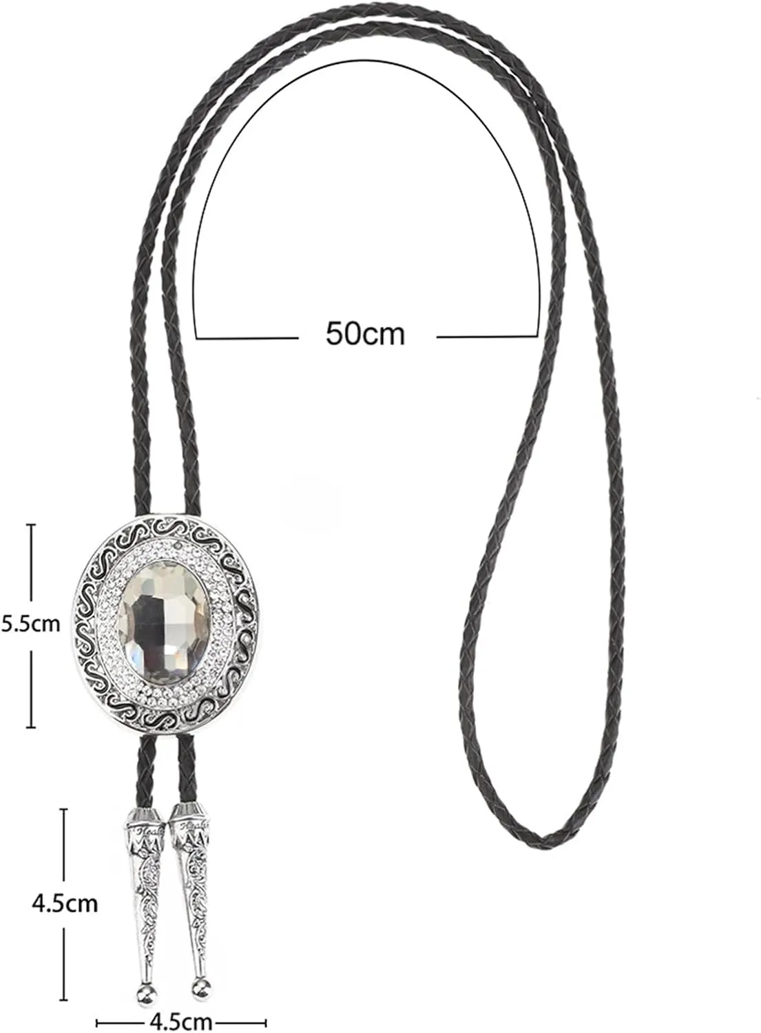 Western Bolo Tie Cowboy Bolo Ties Rhinestone Necklace Bola Tie for Men Women